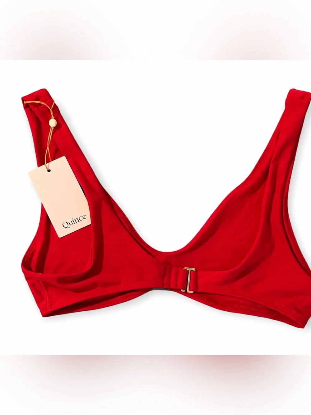 Quince Plunge Bikini Top Cherry Red Size M NWT